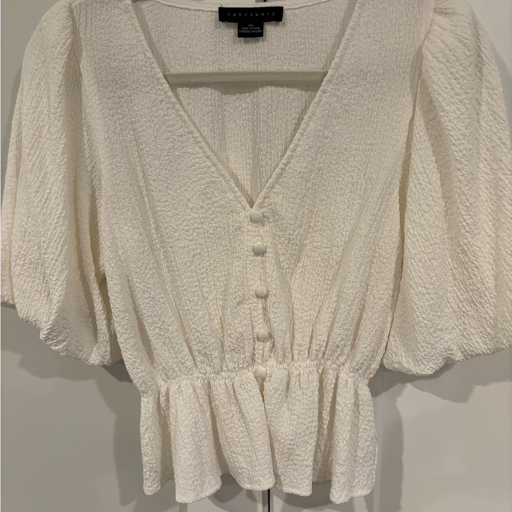 Sanctuary,  Ivory Textured Peplum Top, size XS